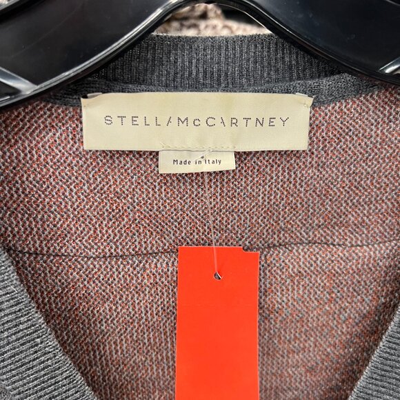 $945 Stella McCartney Gray Swan Intarsia Knit Ruffle Wool Sweater size IT 46/10 - Picture 7 of 8